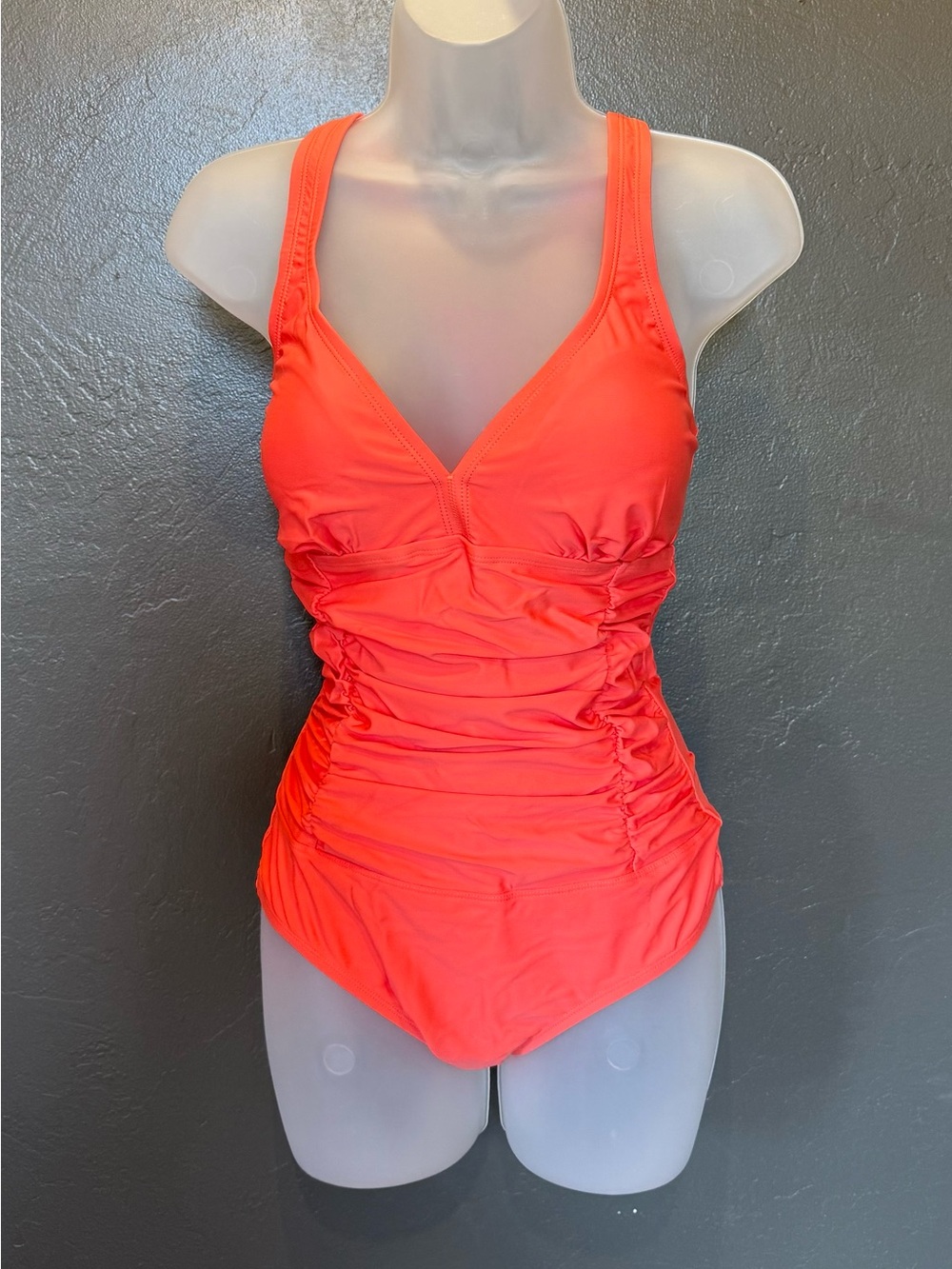 Bright Coral Ruched One-Piece Swimsuit #16S